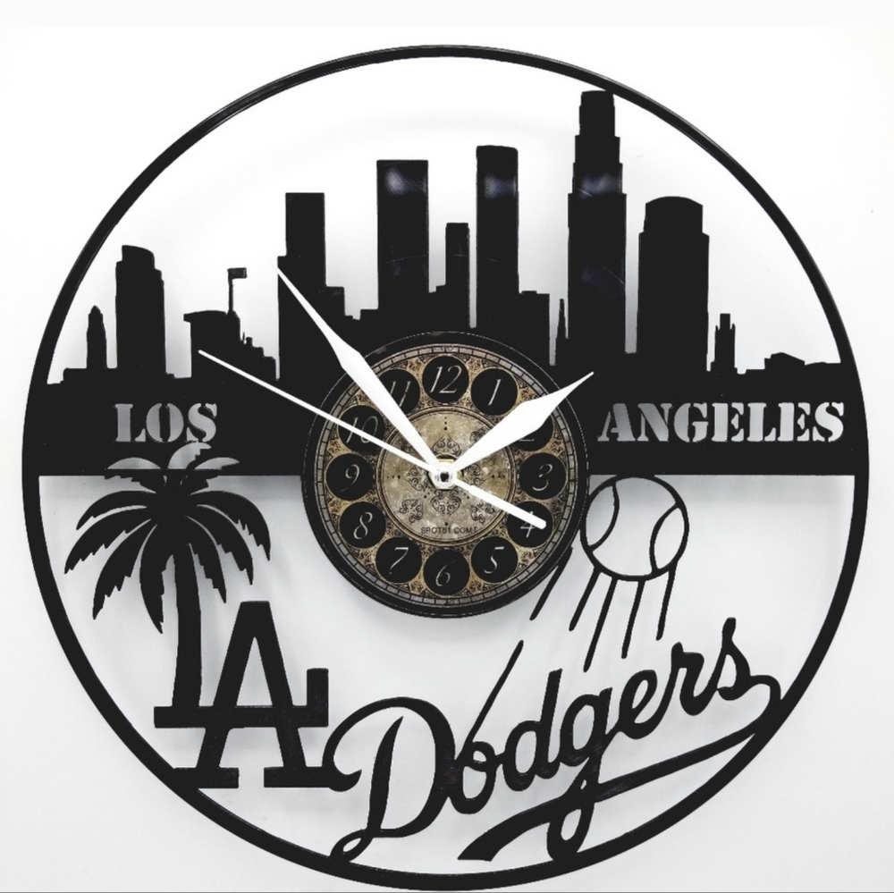 LOS ANGELES DODGERS vinyl record clock